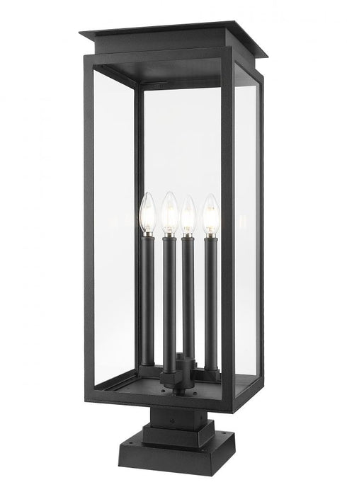 Z-Lite Nova 4 Light Outdoor Pier Mounted Fixture in Black Finish Model: 5018PHBS-SQPM-BK