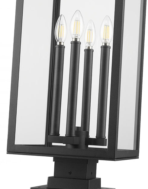 Z-Lite Nova 4 Light Outdoor Pier Mounted Fixture in Black Finish Model: 5018PHBS-SQPM-BK