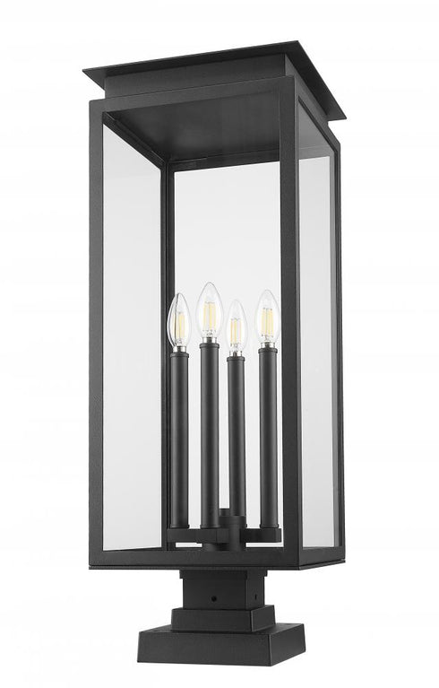 Z-Lite Nova 4 Light Outdoor Pier Mounted Fixture in Black Finish Model: 5018PHBS-SQPM-BK