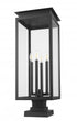 Z-Lite Nova 4 Light Outdoor Pier Mounted Fixture in Black Finish Model: 5018PHBS-SQPM-BK