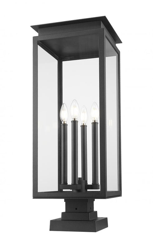 Z-Lite Nova 4 Light Outdoor Pier Mounted Fixture in Black Finish Model: 5018PHBS-SQPM-BK