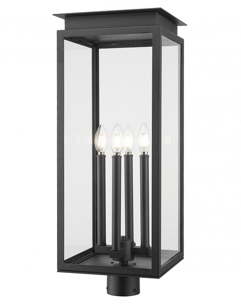 Z-Lite Nova 4 Light Outdoor Post Mount Fixture in Black Finish Model: 5018PHBR-BK