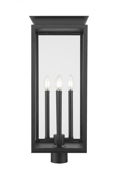 Z-Lite Nova 4 Light Outdoor Post Mount Fixture in Black Finish Model: 5018PHBR-BK