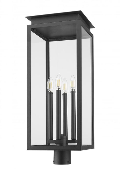 Z-Lite Nova 4 Light Outdoor Post Mount Fixture in Black Finish Model: 5018PHBR-BK