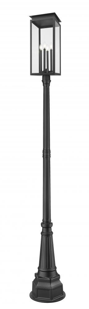 Z-Lite Nova 4 Light Outdoor Post Mounted Fixture in Black Finish Model: 5018PHBR-564P-BK