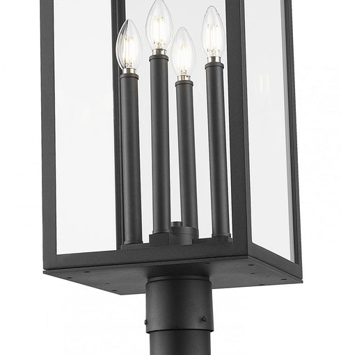 Z-Lite Nova 4 Light Outdoor Post Mounted Fixture in Black Finish Model: 5018PHBR-564P-BK