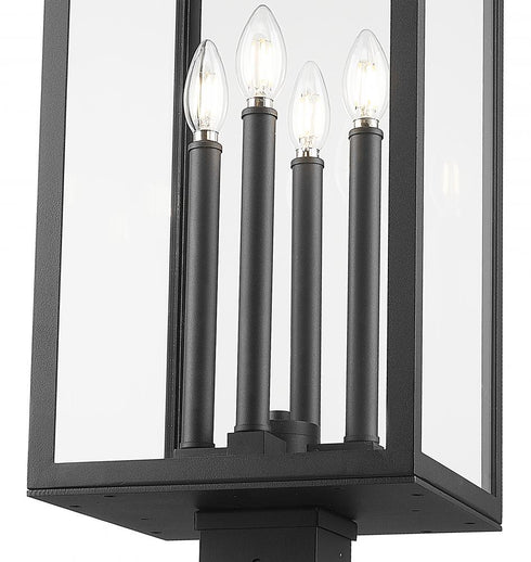 Z-Lite Nova 4 Light Outdoor Post Mounted Fixture in Black Finish Model: 5018PHBS-536P-BK
