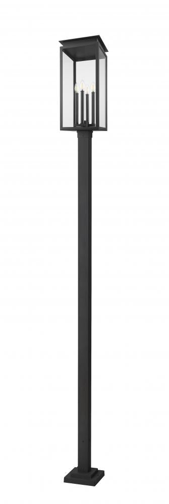Z-Lite Nova 4 Light Outdoor Post Mounted Fixture in Black Finish Model: 5018PHBS-536P-BK