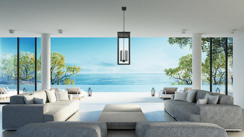 Z-Lite Nova 5 Light Outdoor Chain Mount Ceiling Fixture in Black Finish Model: 5018CHXL-BK