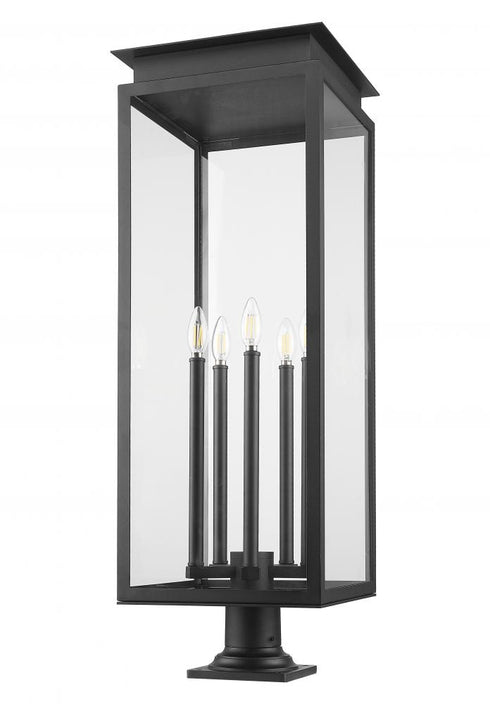Z-Lite Nova 5 Light Outdoor Pier Mounted Fixture in Black Finish Model: 5018PHXLR-533PM-BK