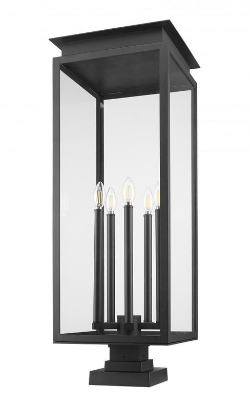 Z-Lite Nova 5 Light Outdoor Pier Mounted Fixture in Black Finish Model: 5018PHXLS-SQPM-BK