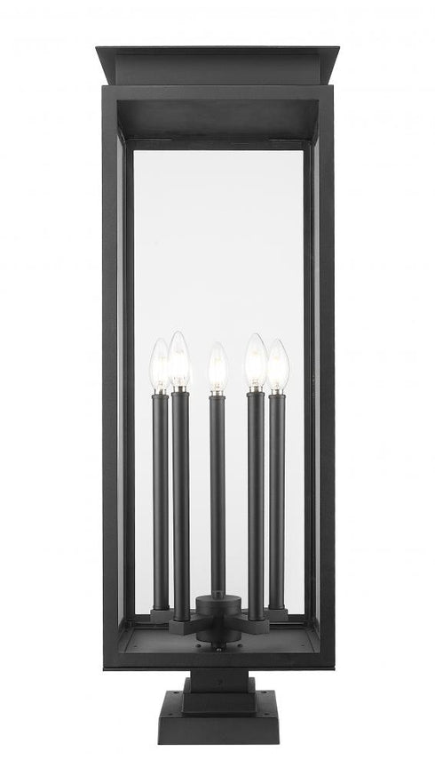 Z-Lite Nova 5 Light Outdoor Pier Mounted Fixture in Black Finish Model: 5018PHXLS-SQPM-BK