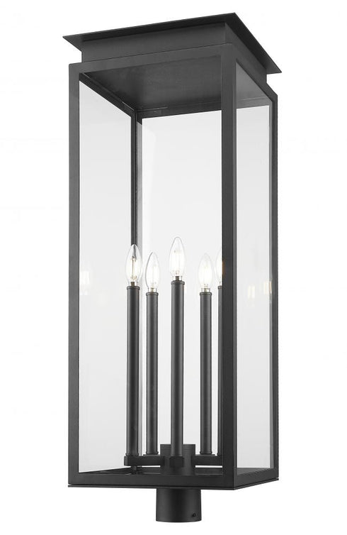 Z-Lite Nova 5 Light Outdoor Post Mount Fixture in Black Finish Model: 5018PHXLR-BK