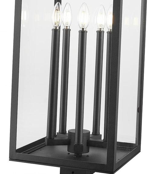 Z-Lite Nova 5 Light Outdoor Post Mount Fixture in Black Finish Model: 5018PHXLS-BK