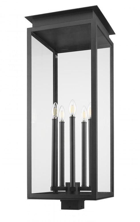 Z-Lite Nova 5 Light Outdoor Post Mount Fixture in Black Finish Model: 5018PHXLS-BK