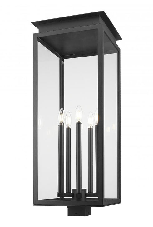 Z-Lite Nova 5 Light Outdoor Post Mount Fixture in Black Finish Model: 5018PHXLS-BK