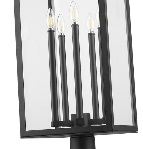 Z-Lite Nova 5 Light Outdoor Post Mounted Fixture in Black Finish Model: 5018PHXLR-5010P-BK
