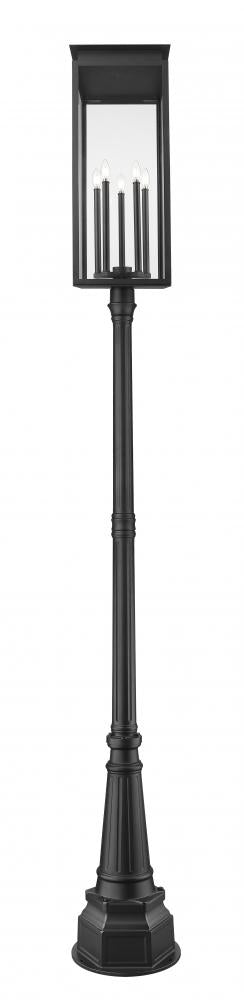 Z-Lite Nova 5 Light Outdoor Post Mounted Fixture in Black Finish Model: 5018PHXLR-564P-BK