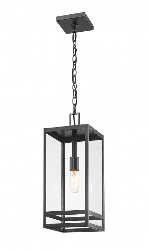 Z-Lite Nuri 1 Light Outdoor Chain Mount Ceiling Fixture in Black Finish Model: 596CHB-BK