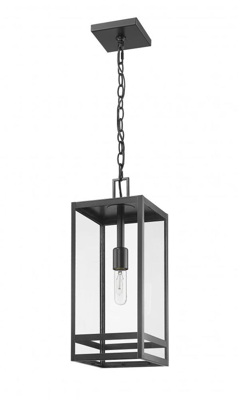 Z-Lite Nuri 1 Light Outdoor Chain Mount Ceiling Fixture in Black Finish Model: 596CHB-BK