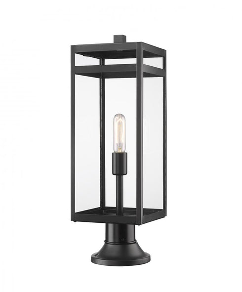 Z-Lite Nuri 1 Light Outdoor Pier Mounted Fixture in Black Finish Model: 596PHBR-553PM-BK
