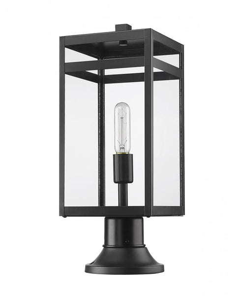 Z-Lite Nuri 1 Light Outdoor Pier Mounted Fixture in Black Finish Model: 596PHMR-553PM-BK