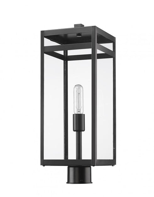 Z-Lite Nuri 1 Light Outdoor Post Mount Fixture in Black Finish Model: 596PHBR-BK