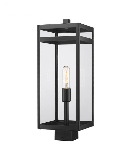 Z-Lite Nuri 1 Light Outdoor Post Mount Fixture in Black Finish Model: 596PHBS-BK