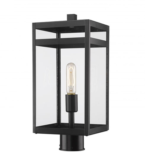 Z-Lite Nuri 1 Light Outdoor Post Mount Fixture in Black Finish Model: 596PHMR-BK