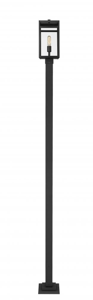 Z-Lite Nuri 1 Light Outdoor Post Mounted Fixture in Black Finish Model: 596PHMS-536P-BK