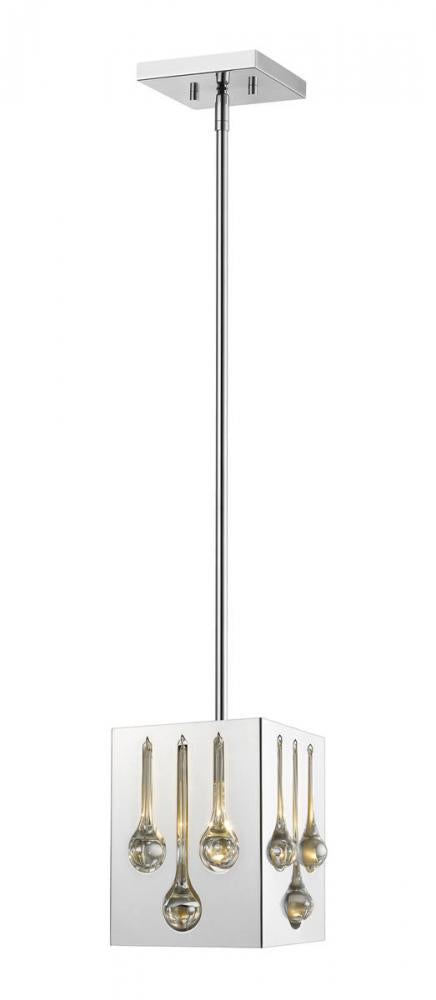 Z-Lite Oberon 1 Light Pendant in Chrome Finish Model: 453SQMP-CH