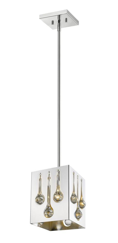 Z-Lite Oberon 1 Light Pendant in Chrome Finish Model: 453SQMP-CH
