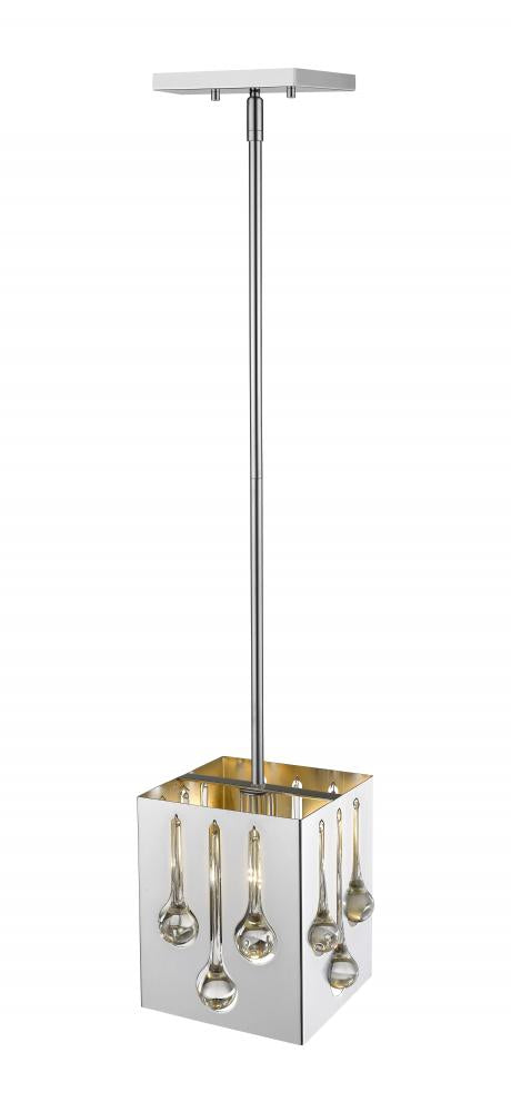 Z-Lite Oberon 1 Light Pendant in Chrome Finish Model: 453SQMP-CH