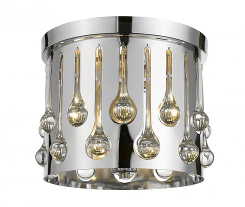 Z-Lite Oberon 3 Light Flush Mount in Chrome Finish Model: 453RF13CH