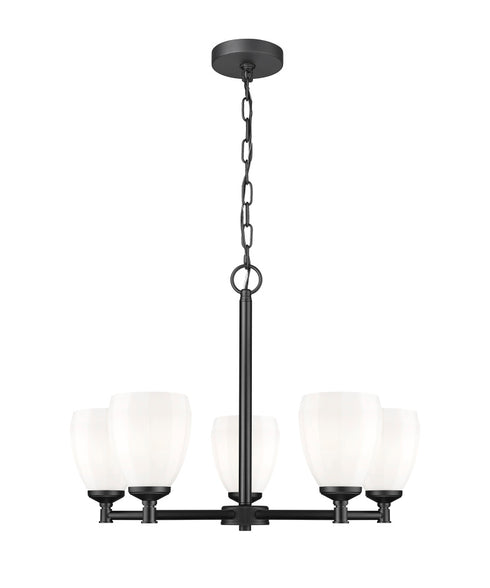 Z-Lite Oren 5 Light Chandelier in Matte Black Finish Model: 7004-5MB