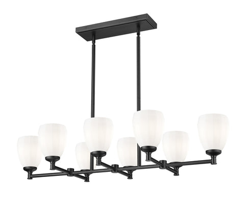 Z-Lite Oren 8 Light Linear Chandelier in Matte Black Finish Model: 7004-8L-MB