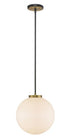 Z-Lite Parsons 1 Light Pendant in Matte Black + Olde Brass Finish Model: 477P14-MB-OBR