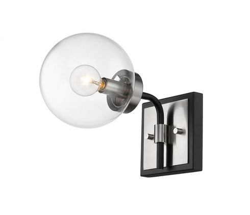 Z-Lite Parsons 1 Light Wall Sconce in Matte Black + Brushed Nickel Finish Model: 477-1S-MB-BN