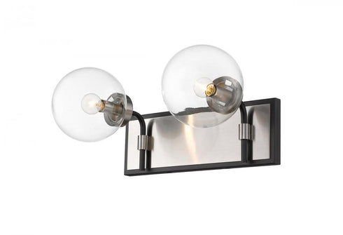 Z-Lite Parsons 2 Light Vanity in Matte Black + Brushed Nickel Finish Model: 477-2V-MB-BN
