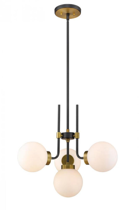Z-Lite Parsons 4 Light Chandelier in Matte Black + Brushed Nickel Finish Model: 477-4MB-BN
