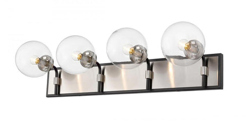 Z-Lite Parsons 4 Light Vanity in Matte Black + Brushed Nickel Finish Model: 477-4V-MB-BN
