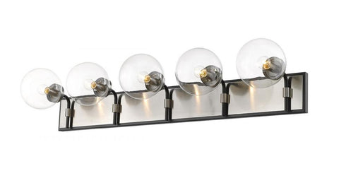 Z-Lite Parsons 5 Light Vanity in Matte Black + Brushed Nickel Finish Model: 477-5V-MB-BN