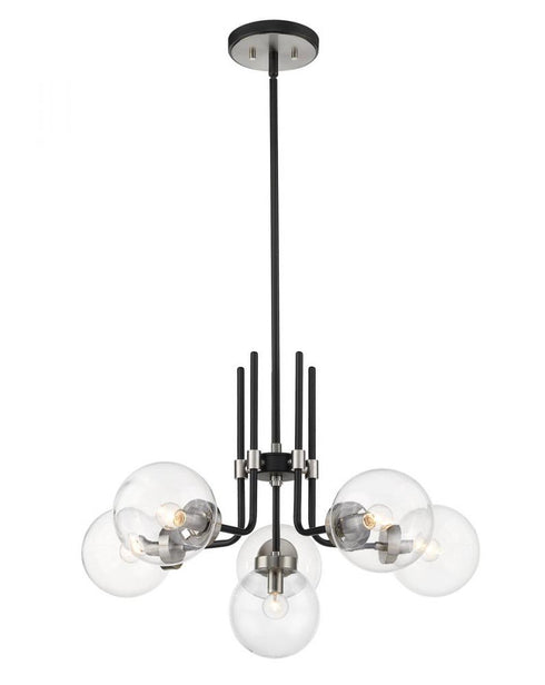 Z-Lite Parsons 6 Light Chandelier in Matte Black + Brushed Nickel Finish Model: 477-6MB-BN