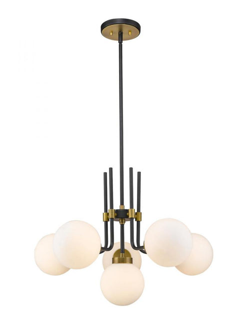Z-Lite Parsons 6 Light Chandelier in Matte Black + Brushed Nickel Finish Model: 477-6MB-BN