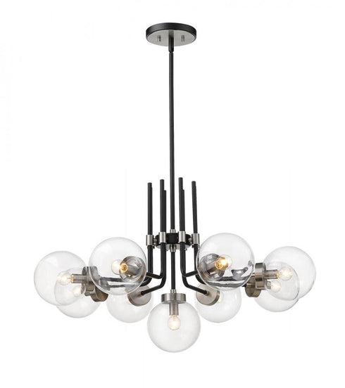 Z-Lite Parsons 9 Light Chandelier in Matte Black + Brushed Nickel Finish Model: 477-9MB-BN