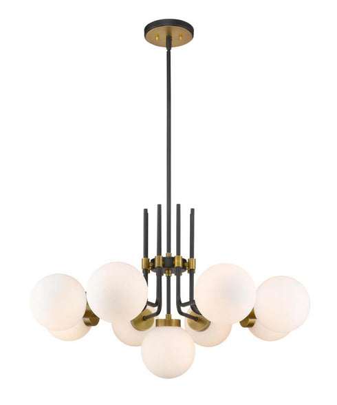 Z-Lite Parsons 9 Light Chandelier in Matte Black + Brushed Nickel Finish Model: 477-9MB-BN
