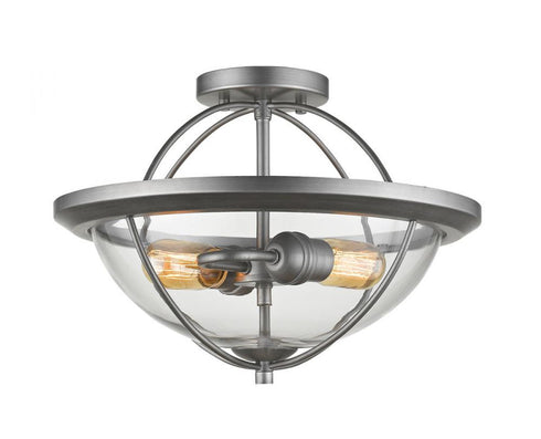 Z-Lite Persis 2 Light Semi Flush Mount in Old Silver Finish Model: 3000SF-OS