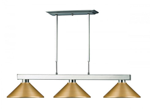 Z-Lite Players 3 Light Billiard in Brushed Nickel Finish Model: 152BN-MBN