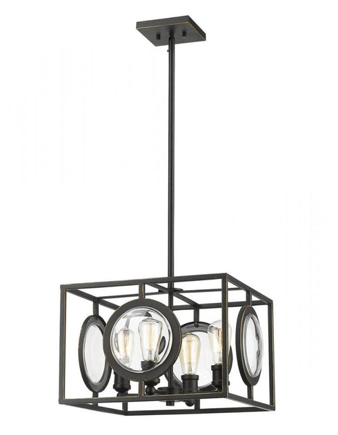 Z-Lite Port 4 Light Pendant in Antique Silver Finish Model: 448-16AS