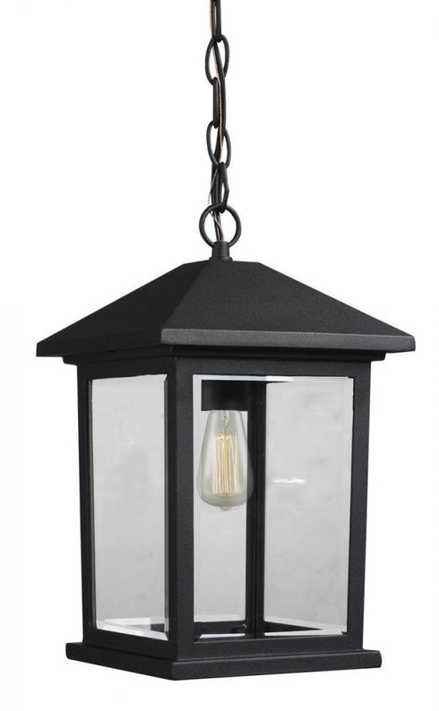 Z-Lite Portland 1 Light Outdoor Chain Mount Ceiling Fixture in Black Finish Model: 531CHM-BK